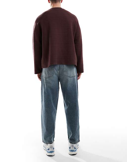 ASOS DESIGN Barrel Fit Jeans In Vintage Light Wash Blue