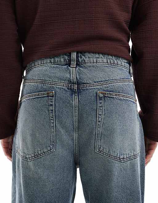 ASOS DESIGN Barrel Fit Jeans In Vintage Light Wash Blue