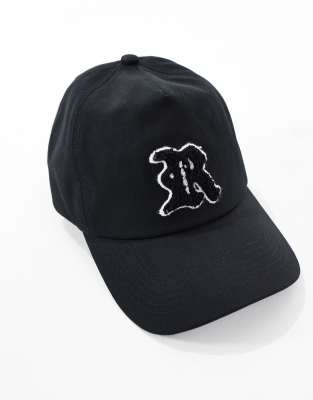 ASOS DESIGN Baseball Cap With Letter Patch In Black