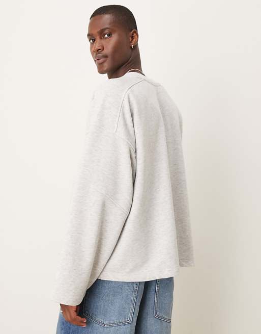 ASOS DESIGN Boxy Extreme Oversized Sweatshirt With Panelling In Grey Marl