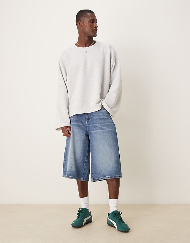ASOS DESIGN Boxy Extreme Oversized Sweatshirt With Panelling In Grey Marl