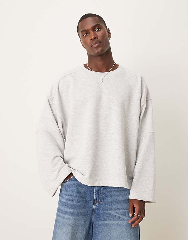 ASOS DESIGN Boxy Extreme Oversized Sweatshirt With Panelling In Grey Marl