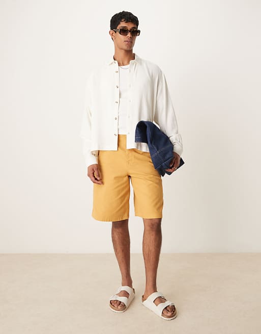 ASOS DESIGN Boxy Oversized Linen Blend Shirt In White