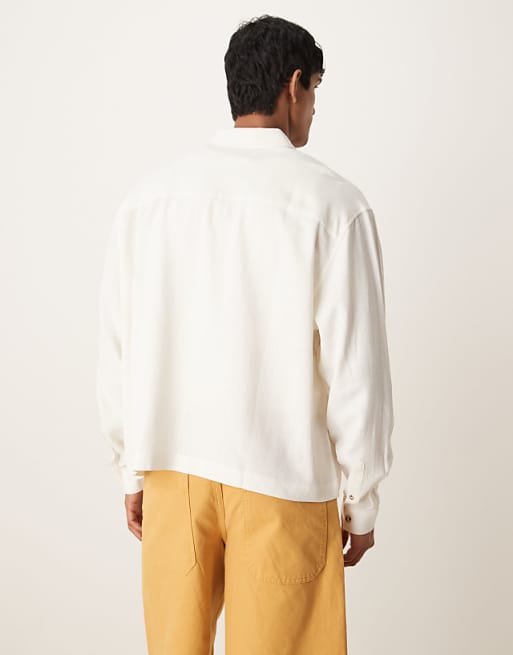 ASOS DESIGN Boxy Oversized Linen Blend Shirt In White