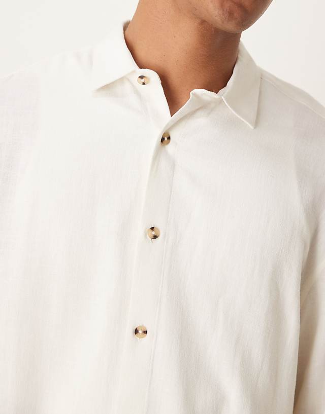 ASOS DESIGN Boxy Oversized Linen Blend Shirt In White