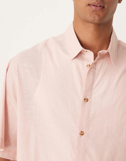 ASOS DESIGN Boxy Oversized Linen Look Shirt In Pink