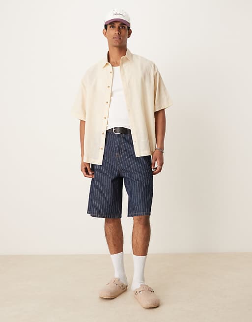 ASOS DESIGN Boxy Oversized Linen Look Shirt In Stone