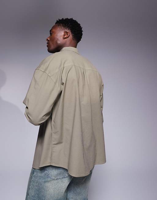ASOS DESIGN Boxy Oversized Oxford Shirt In Grey