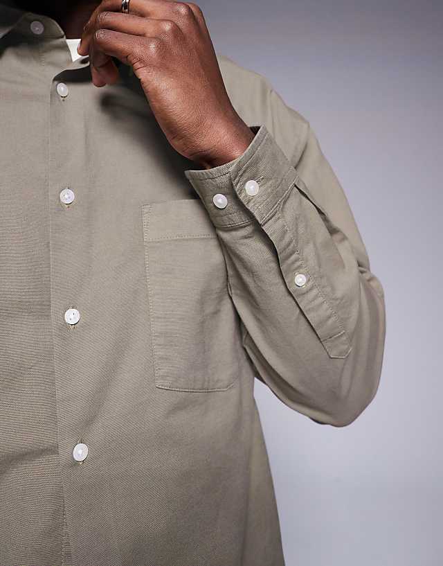 ASOS DESIGN Boxy Oversized Oxford Shirt In Grey