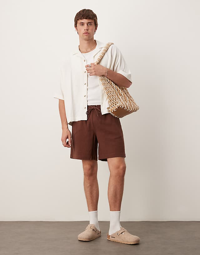 ASOS DESIGN Boxy Oversized Revere Linen Blend Shirt In White