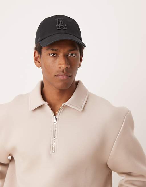 ASOS DESIGN Boxy Oversized Scuba Quarter Zip In Beige