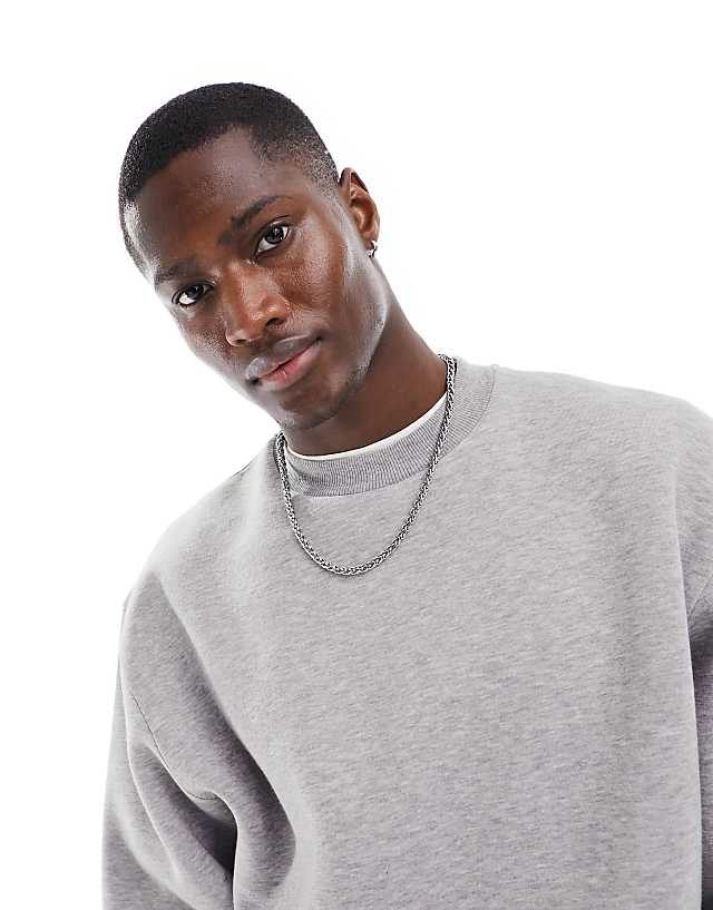 ASOS DESIGN Boxy Oversized Sweatshirt In Grey Marl