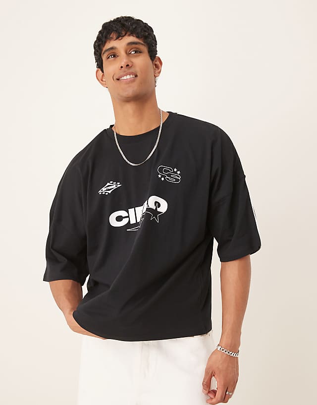 ASOS DESIGN Boxy Oversized T-shirt With Print In Black