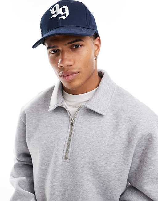 ASOS DESIGN Boxy Quarter Zip Rugby Sweatshirt In Grey