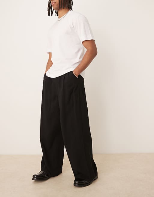 ASOS DESIGN Co-ord Horseshoe Fit Linen Look Smart Trousers In Black