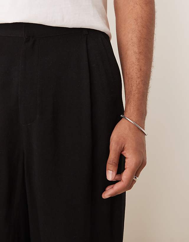ASOS DESIGN Co-ord Horseshoe Fit Linen Look Smart Trousers In Black