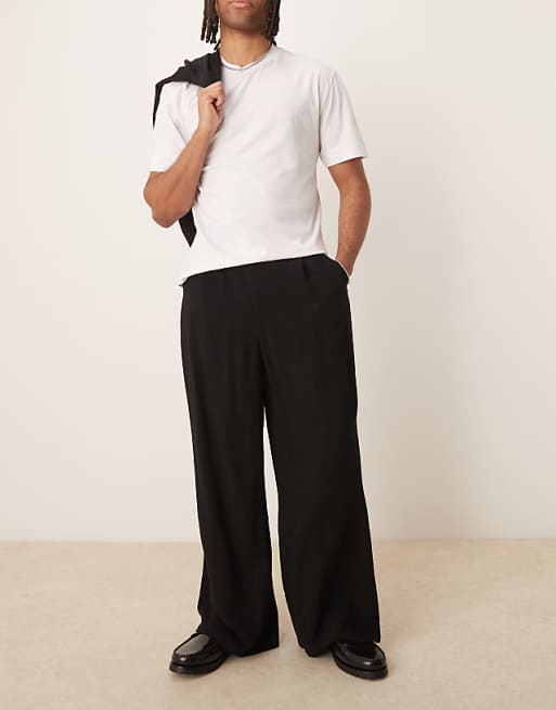 ASOS DESIGN Co-ord Horseshoe Fit Linen Look Smart Trousers In Black