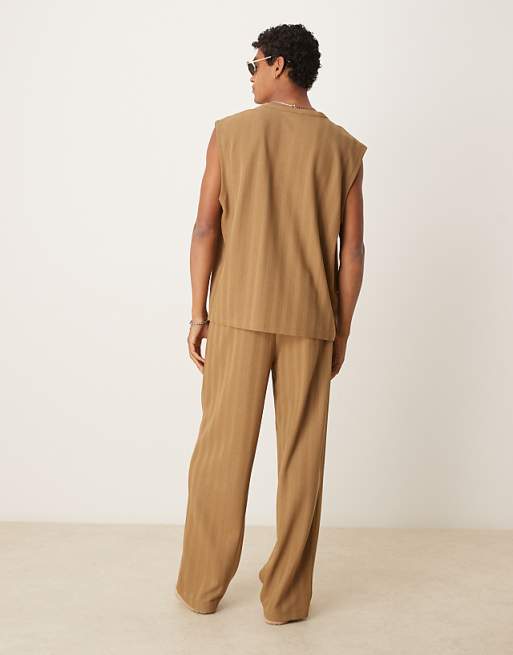 ASOS DESIGN Co-ord Jogger In Brown Jacquard Stripe