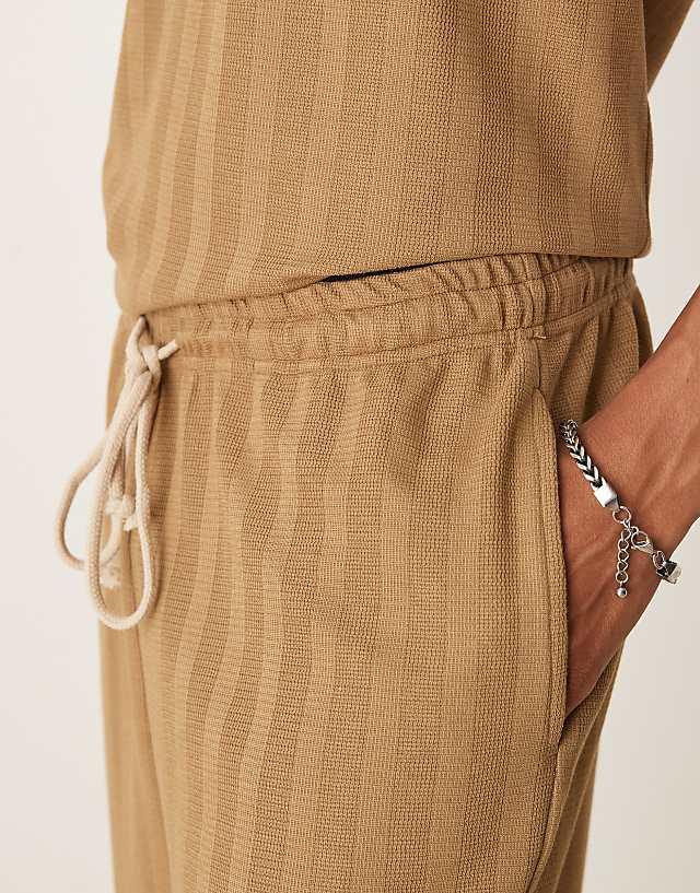 ASOS DESIGN Co-ord Jogger In Brown Jacquard Stripe