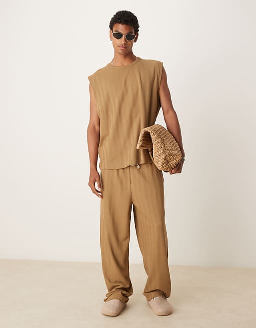 ASOS DESIGN Co-ord Jogger In Brown Jacquard Stripe
