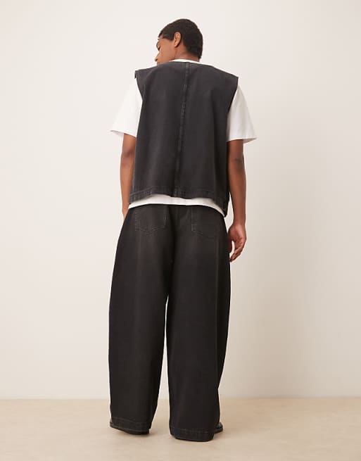 ASOS DESIGN Co-ord Oversized Baggy Jeans With Pleats In Black Wash