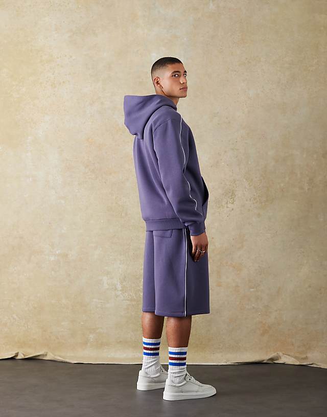ASOS DESIGN Co-ord Oversized Hoodie With Sporty Print In Navy