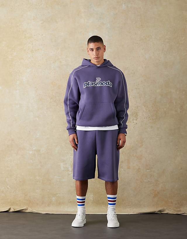 ASOS DESIGN Co-ord Oversized Hoodie With Sporty Print In Navy