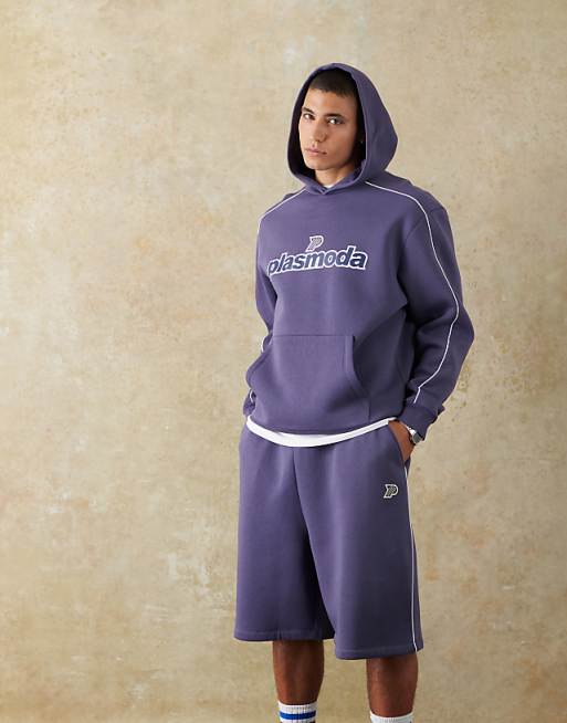 ASOS DESIGN co-ord oversized hoodie with sporty print in navy