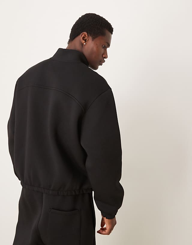 ASOS DESIGN Co-ord Scuba Oversized Boxy Quarter Zip In Black