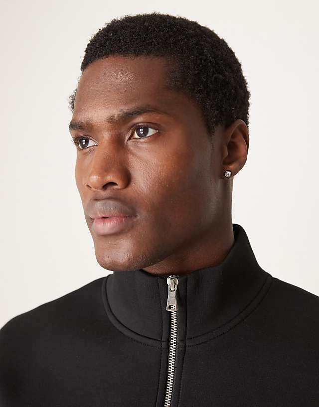 ASOS DESIGN Co-ord Scuba Oversized Boxy Quarter Zip In Black