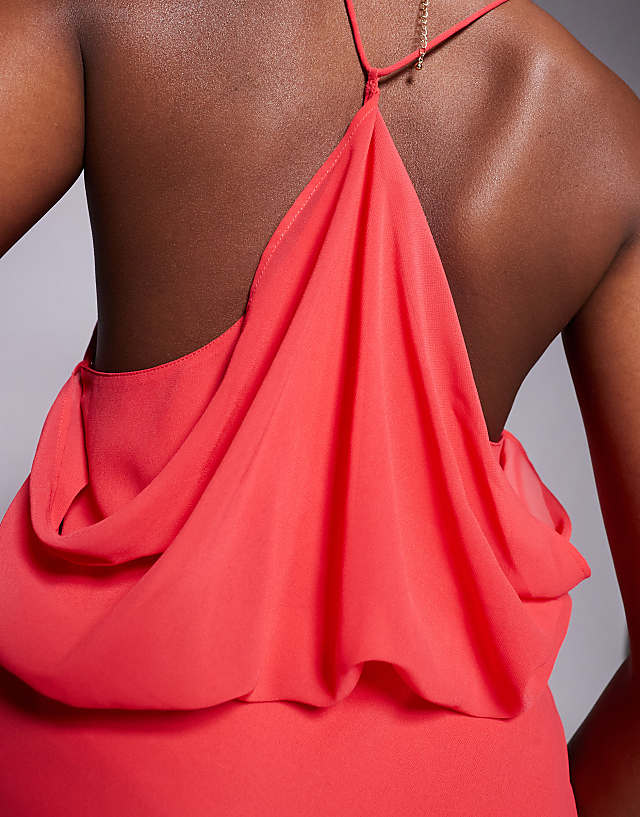 ASOS DESIGN Cowl Front Racer Back Strappy Maxi Dress In Red