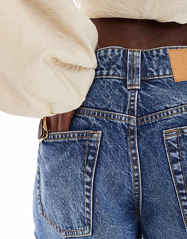ASOS DESIGN Denim Relaxed Short In Midwash Blue