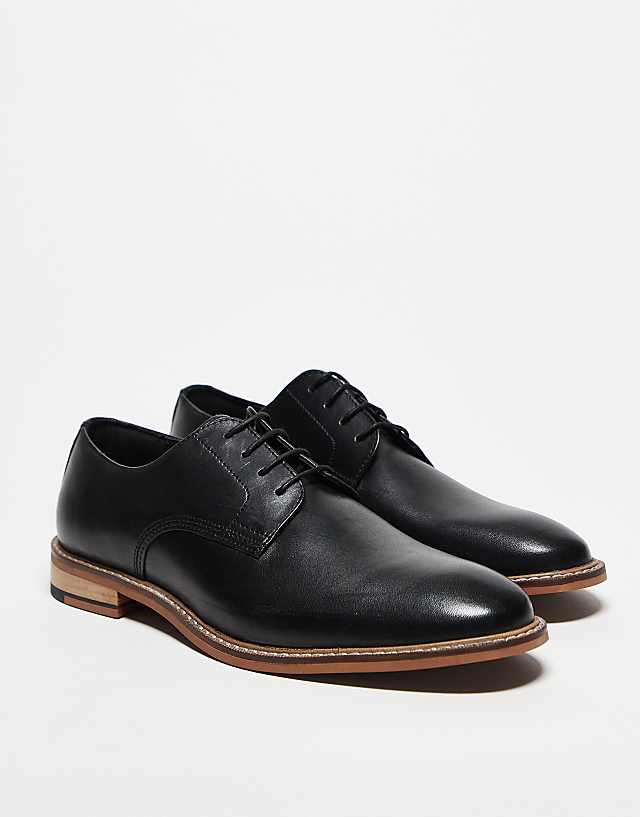 ASOS DESIGN Derby Lace Up Shoes In Black Leather