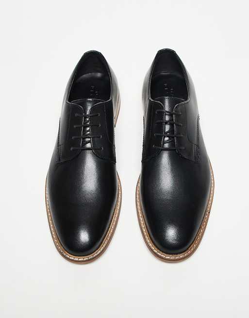 ASOS DESIGN Derby Lace Up Shoes In Black Leather