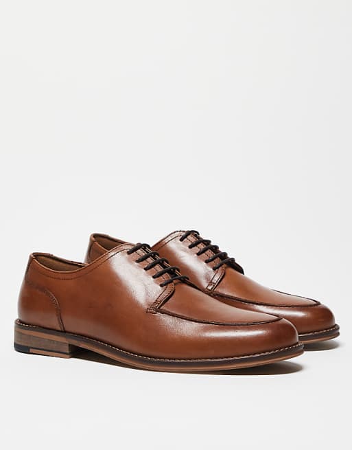 ASOS DESIGN Derby Lace Up Shoes In Tan Leather