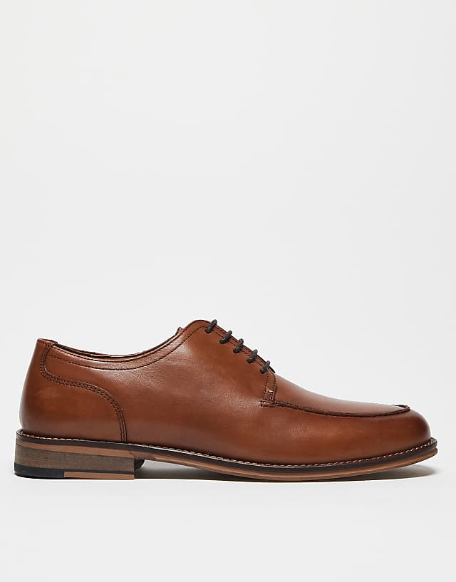 ASOS DESIGN Derby Lace Up Shoes In Tan Leather