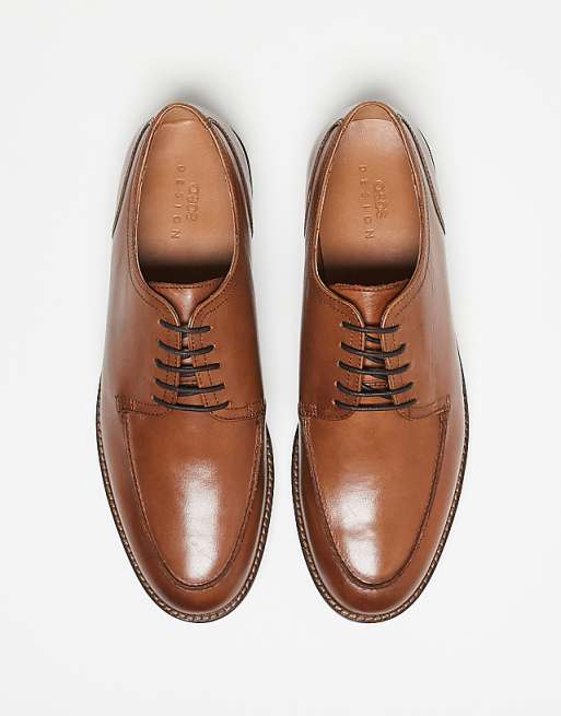 ASOS DESIGN Derby Lace Up Shoes In Tan Leather