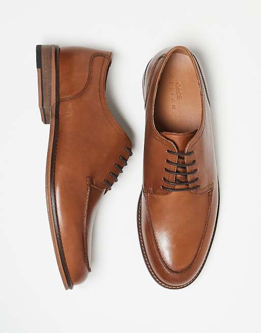 ASOS DESIGN derby lace up shoes in tan leather