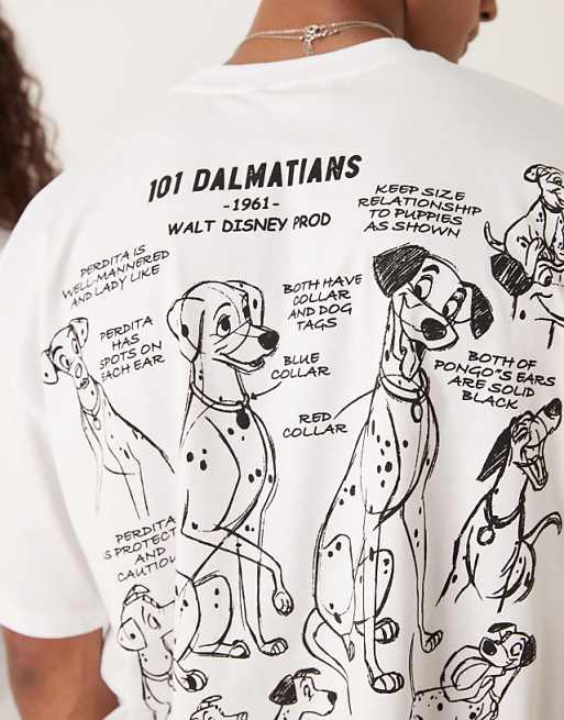 ASOS DESIGN Disney Oversized T-shirt With Dalmatians Print In White