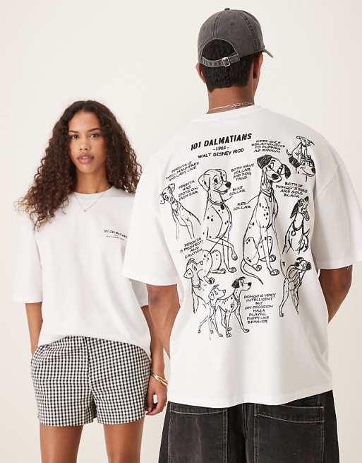 ASOS DESIGN Disney oversized t-shirt with Dalmatians print in white