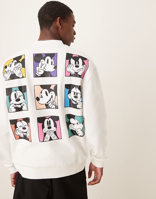 ASOS DESIGN Disney Unisex Oversize Sweatshirt With Mickey Mouse Print In White