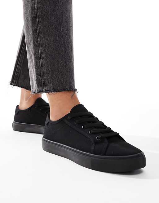 ASOS DESIGN Dizzy Lace Up Trainers In Black Drench