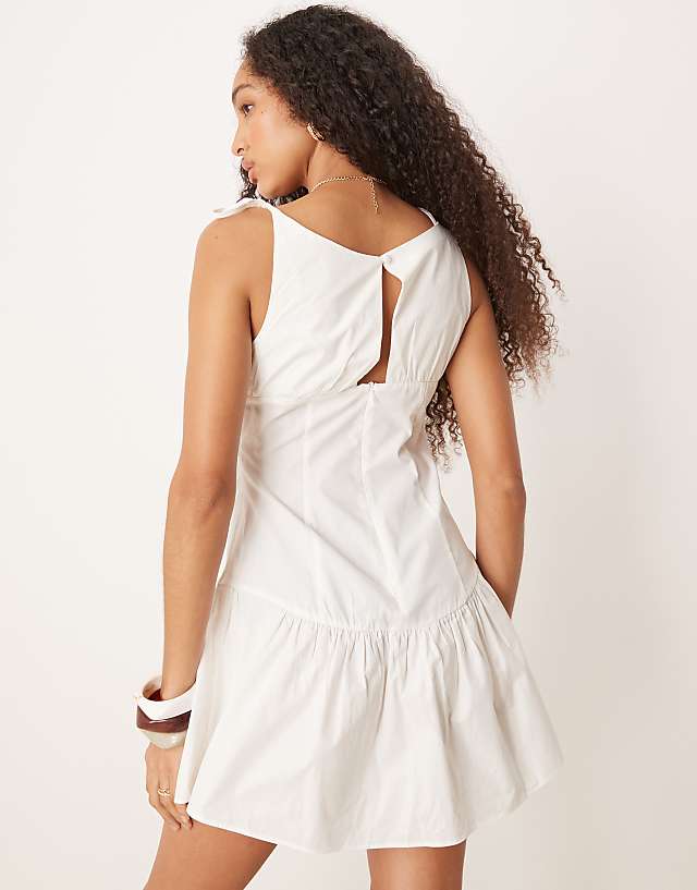 ASOS DESIGN Drop Waist Linen Cami Mini In White
