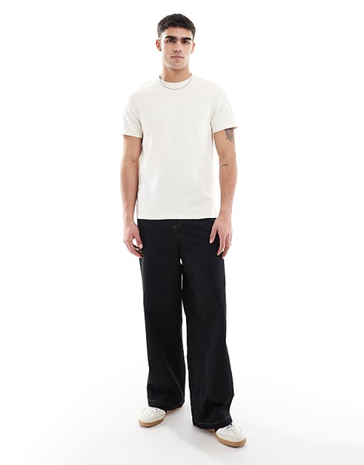 ASOS DESIGN Essential Crew Neck T-shirt With Roll Sleeve In Cream