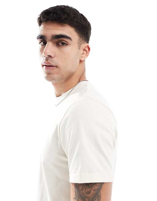 ASOS DESIGN Essential Crew Neck T-shirt With Roll Sleeve In Cream