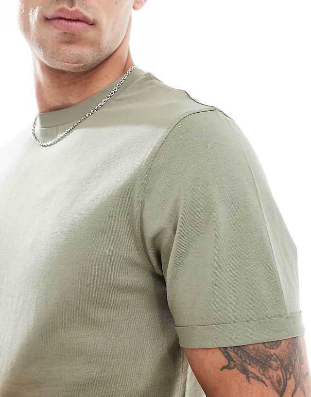 ASOS DESIGN Essential Crew Neck T-shirt With Roll Sleeve In Khaki