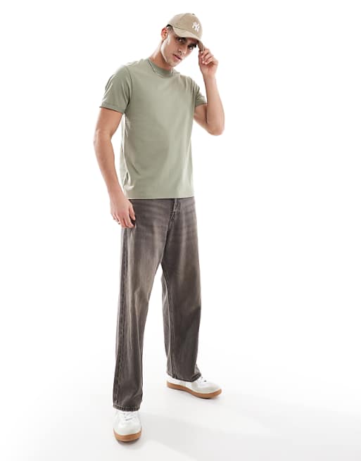 ASOS DESIGN Essential Crew Neck T-shirt With Roll Sleeve In Khaki