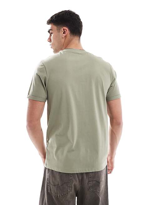ASOS DESIGN Essential Crew Neck T-shirt With Roll Sleeve In Khaki
