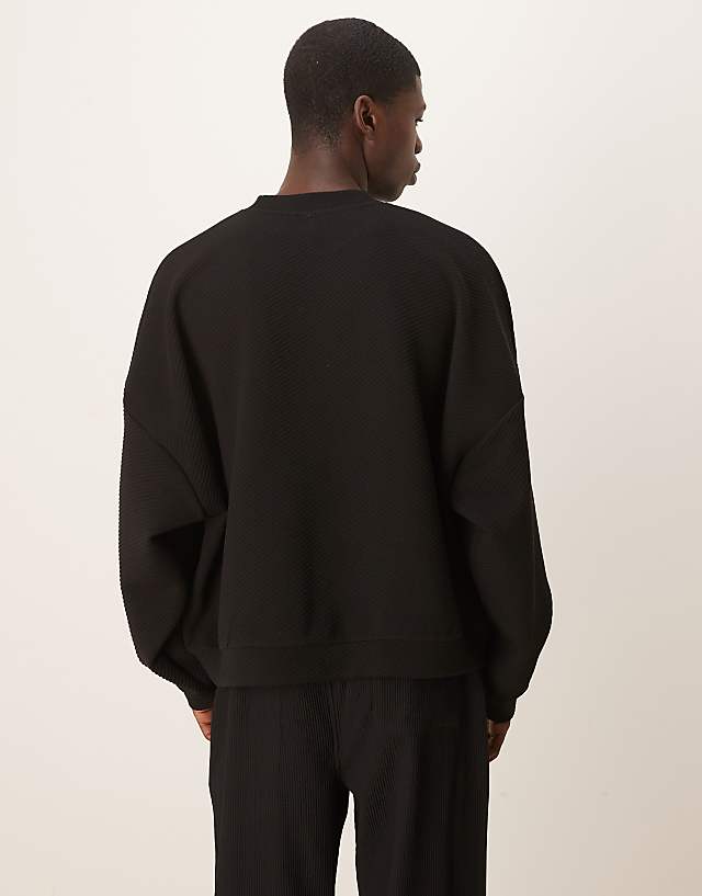 ASOS DESIGN Extreme Oversize Boxy Sweatshirt With Heavy Rib Texture In Black