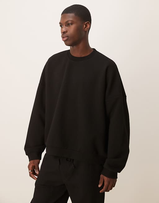ASOS DESIGN extreme oversize boxy sweatshirt with heavy rib texture in black